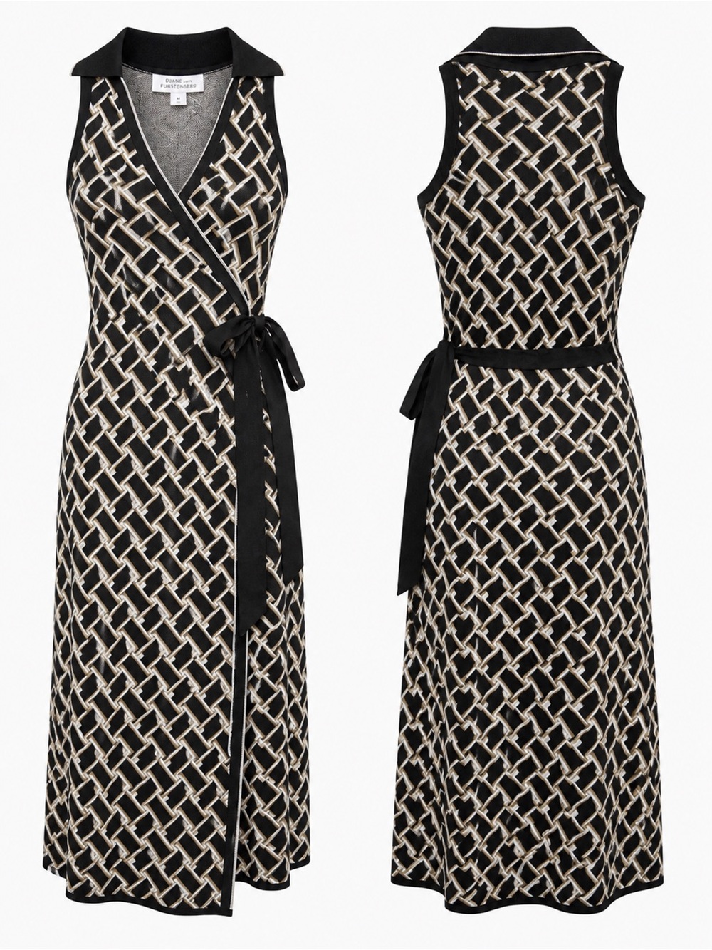 Diane von Furstenberg for Target Vintage Weave Collared Wrap Midi Dress M NWOT - Picture 5 of 16